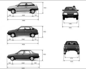 Перші серійні автомобілі ВАЗ 2109 мали ширину кузова 1650 мм, проте, вже через кілька місяців розробникам вдалося зменшити її на 30 мм до 1620 мм, це ще більше збільшило компактність кузова