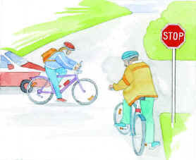 Знаки «поступися дорогою» і STOP означають, що потрібно пропустити всі інші транспортні засоби