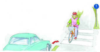 Повертаючий транспортний засіб (в даному випадку автомобіль) повинен пропустити їде по дорозі, що перетинається велосипедиста