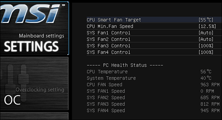 На скріншоті внизу показано, як ці настройки виглядають в BIOS материнської плати MSI