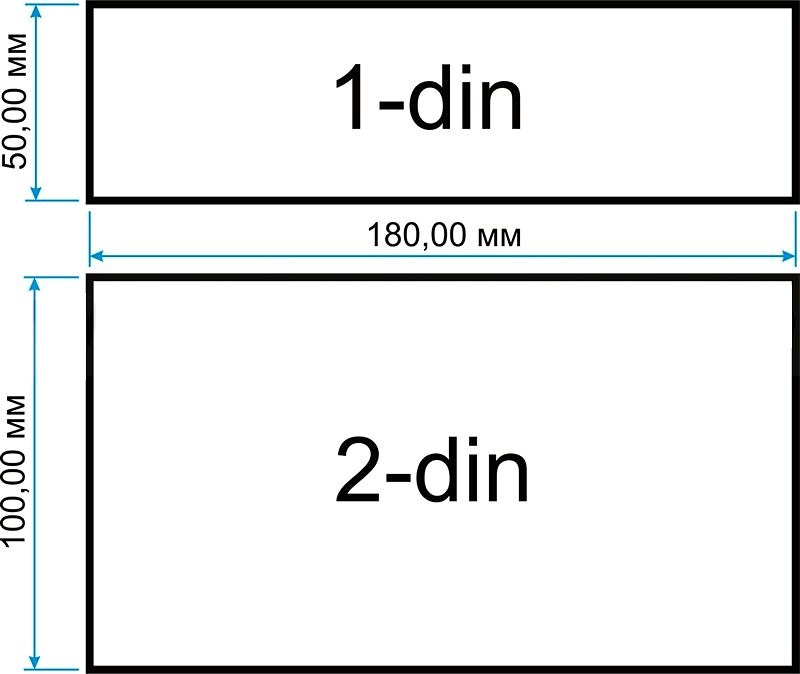 Відмінність 1 DIN від 2 DIN полягає, в першу чергу, в розмірах самої магнітоли