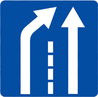 Знак, іменований «Кінець смуги», встановлюється для позначення кінця ділянки для проїзду і подальше звуження дорожнього полотна