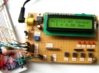 Схема підключення модуля датчика ACS712 і ЖК індикатора до мікроконтролера