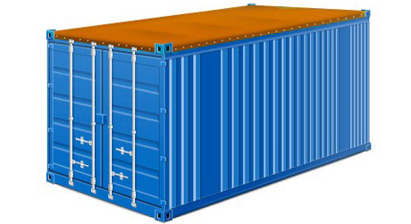 Відкритий зверху контейнер (Open top container) Схожий на звичайний контейнер для сухих вантажів, але не має жорсткого даху